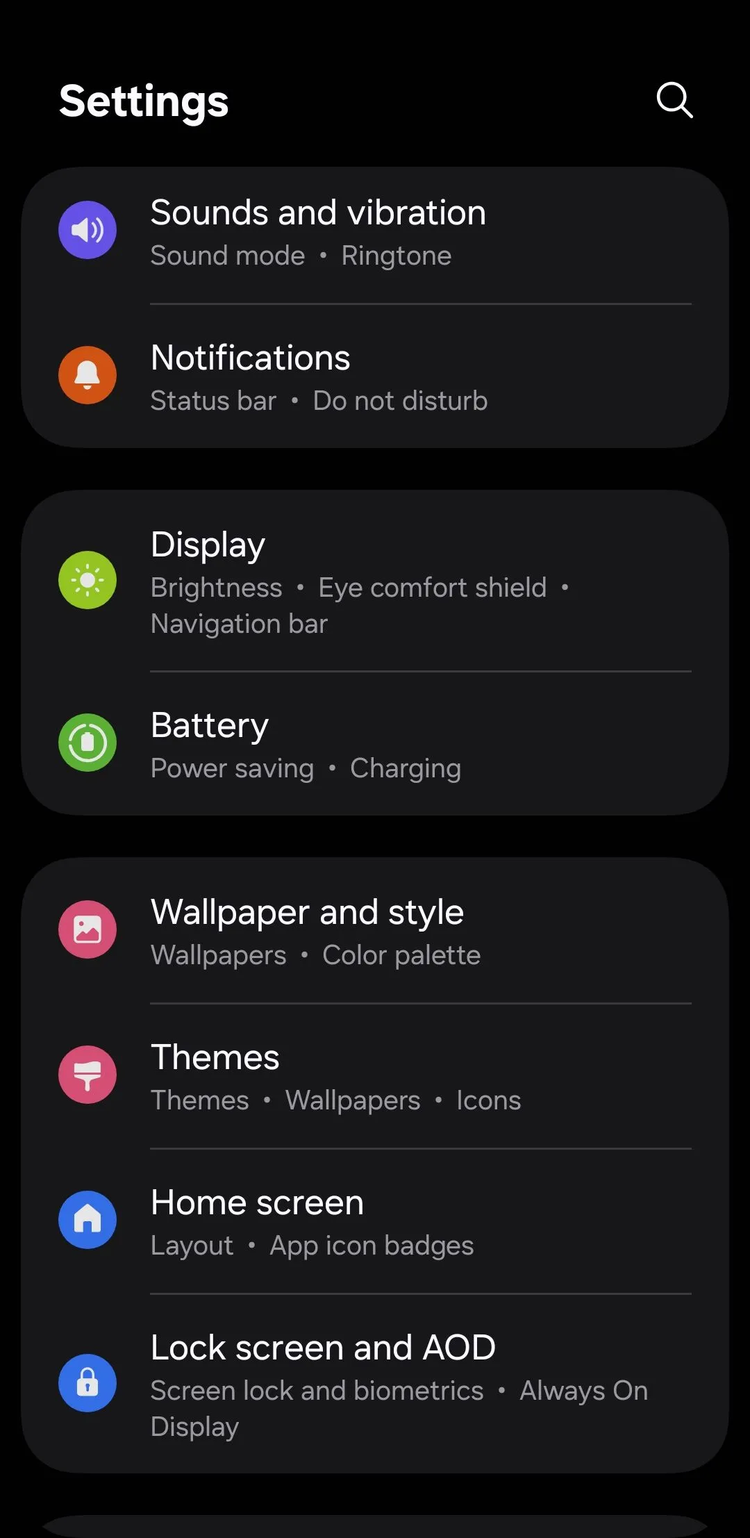 Màn hình cài đặt pin trên điện thoại Samsung chạy One UI 7