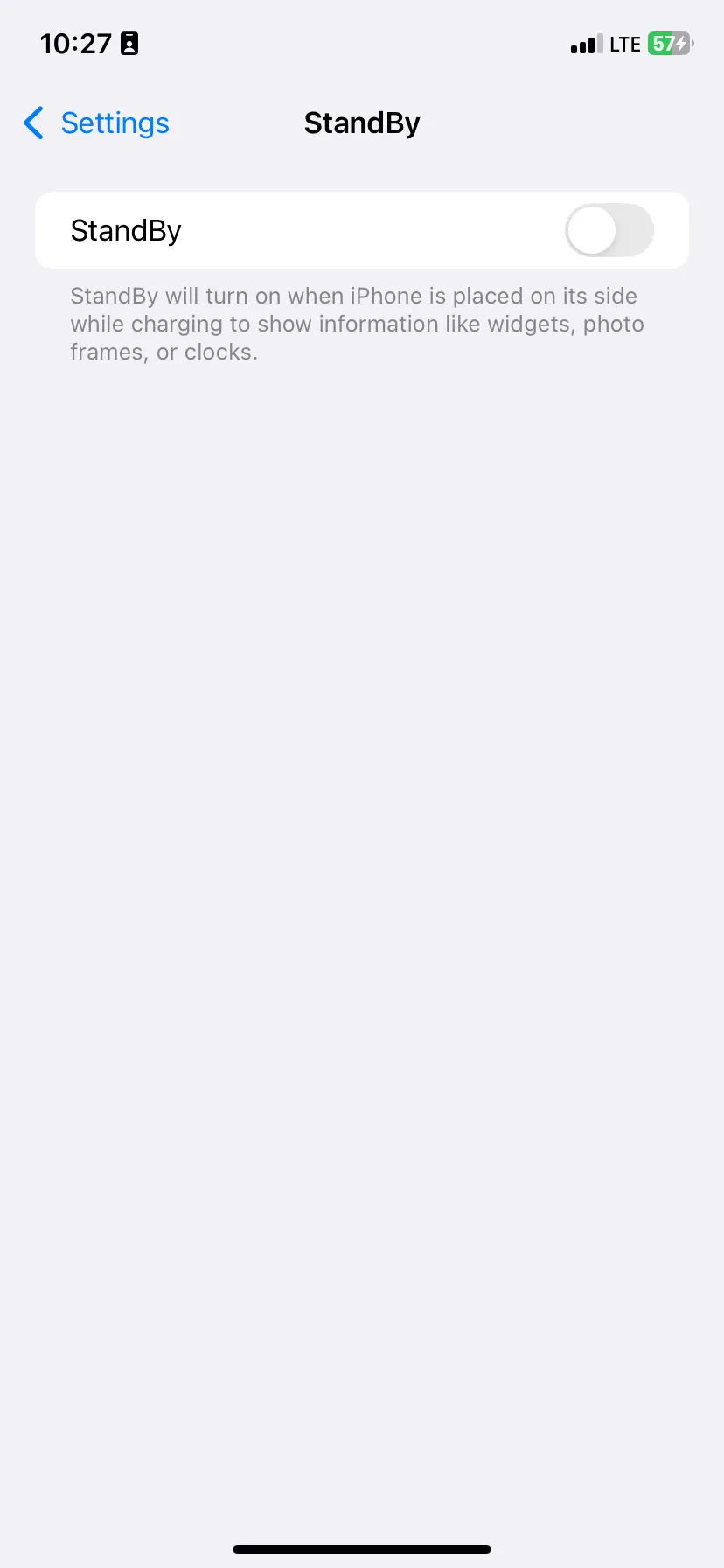 Màn hình cài đặt StandBy trên iPhone đã được vô hiệu hóa thành công
