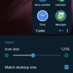 Màn hình chính Android với Nova Launcher hiển thị tùy chỉnh biểu tượng thư mục và giao diện người dùng.