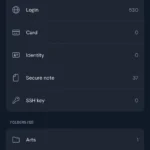 Màn hình chính ứng dụng Bitwarden trên iOS hiển thị biểu tượng dấu cộng để tạo mục mới
