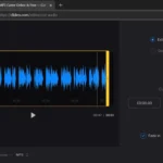 Màn hình công cụ Clideo Audio Cutter với các tùy chọn cắt và tạo hiệu ứng fade in/out