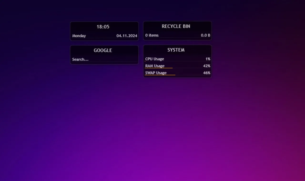 Màn hình desktop Windows được tùy biến với skin Rainmeter, minh họa khả năng cá nhân hóa giao diện.