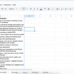 Màn hình điện thoại hiển thoại giao diện Google Sheets với bảng theo dõi thời gian buổi sáng Thứ Hai, thể hiện các hoạt động được ghi lại