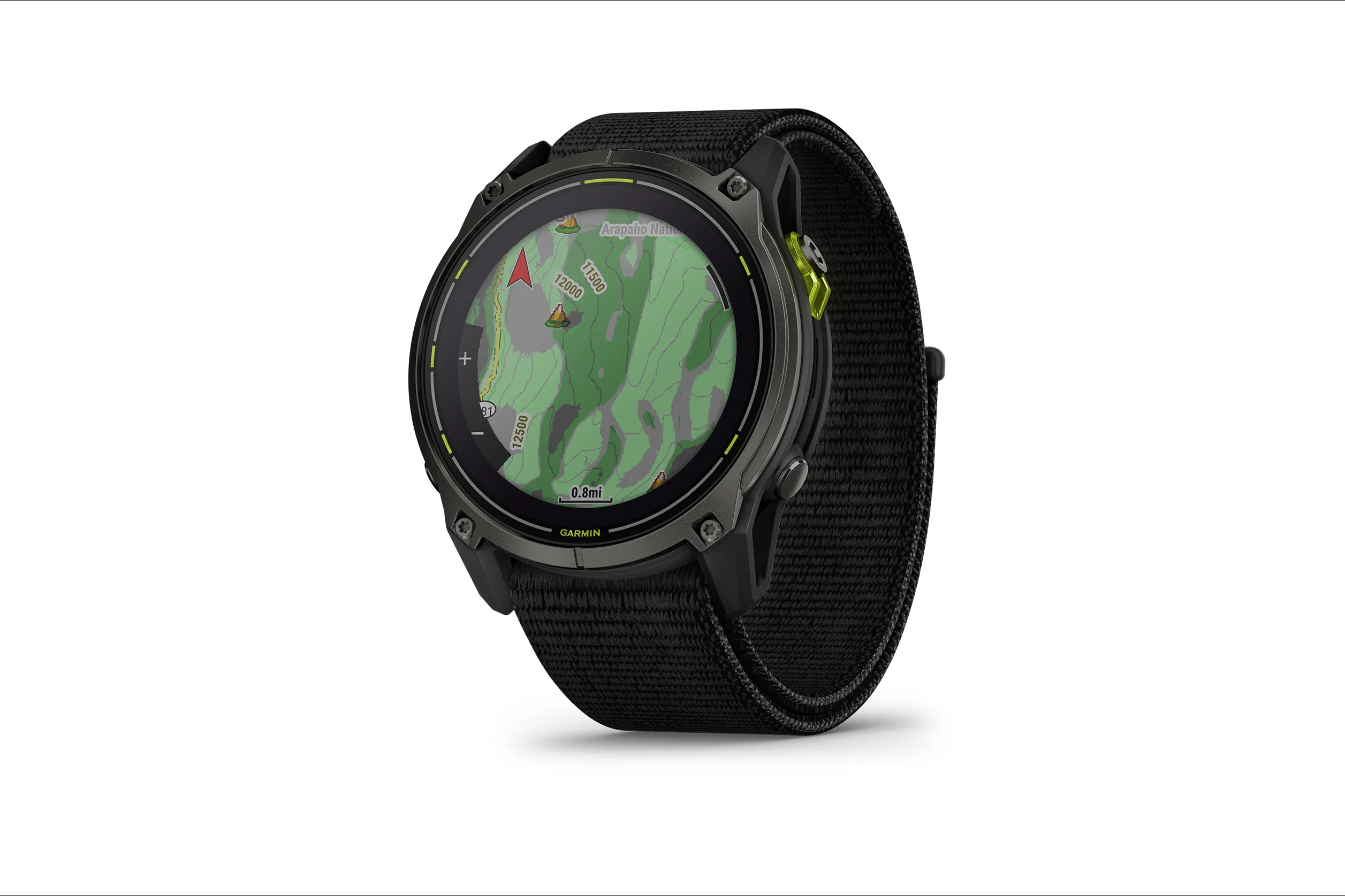 Màn hình đồng hồ Garmin Quatix 6x Solar hiển thị bản đồ GPS chi tiết, minh họa khả năng định vị và dẫn đường