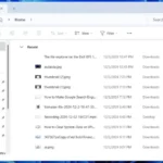 Màn hình File Explorer hiển thị các tệp đã truy cập gần đây