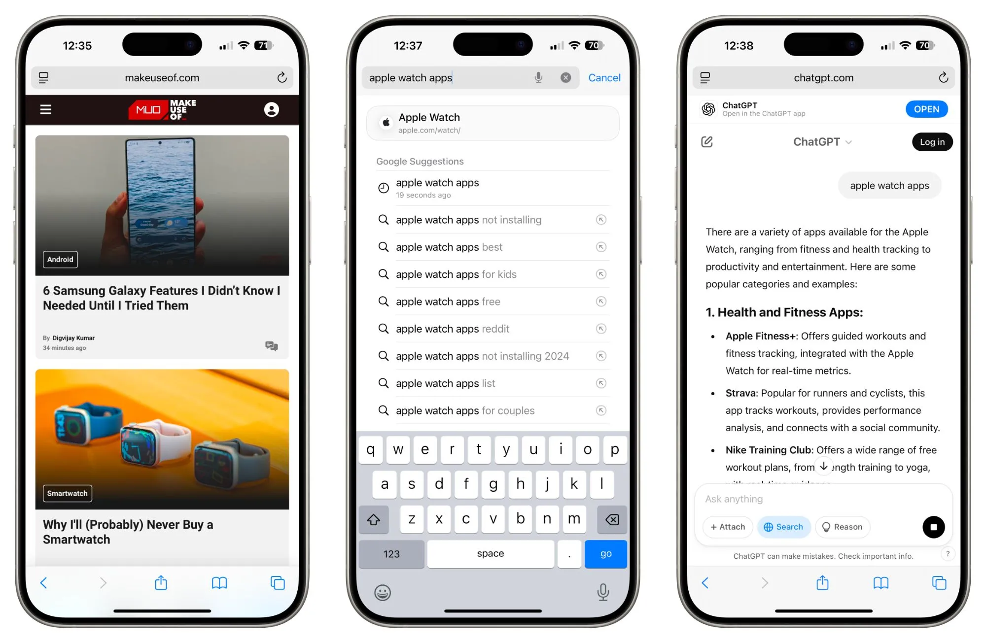 Màn hình iPhone minh họa kết quả tìm kiếm từ ChatGPT Search trong trình duyệt Safari