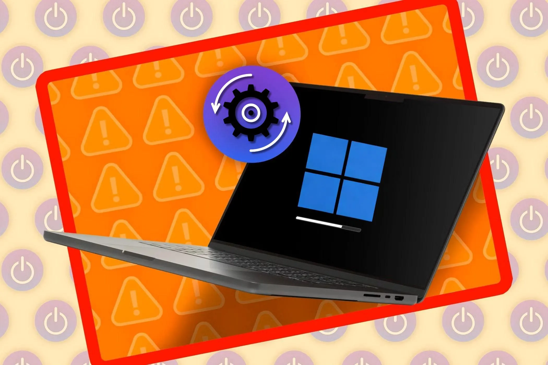 Màn hình khởi động laptop với logo Windows và biểu tượng cập nhật, minh họa vấn đề tài nguyên hệ thống