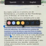 Màn hình Kindle hiển thị sách ngoại ngữ với tính năng từ điển và dịch thuật đang hoạt động, minh họa cách người dùng tra cứu từ vựng mới.