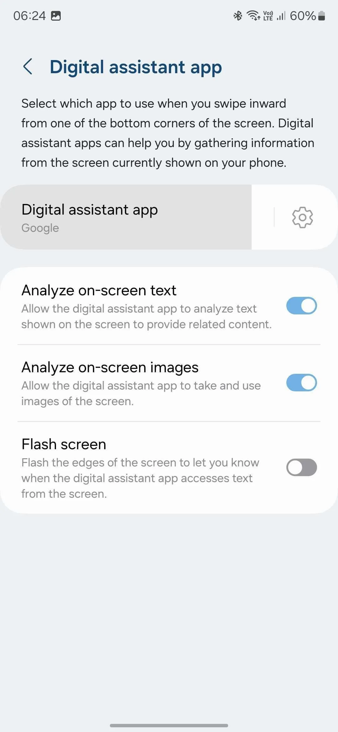 Màn hình lựa chọn ứng dụng trợ lý kỹ thuật số mặc định trên Android