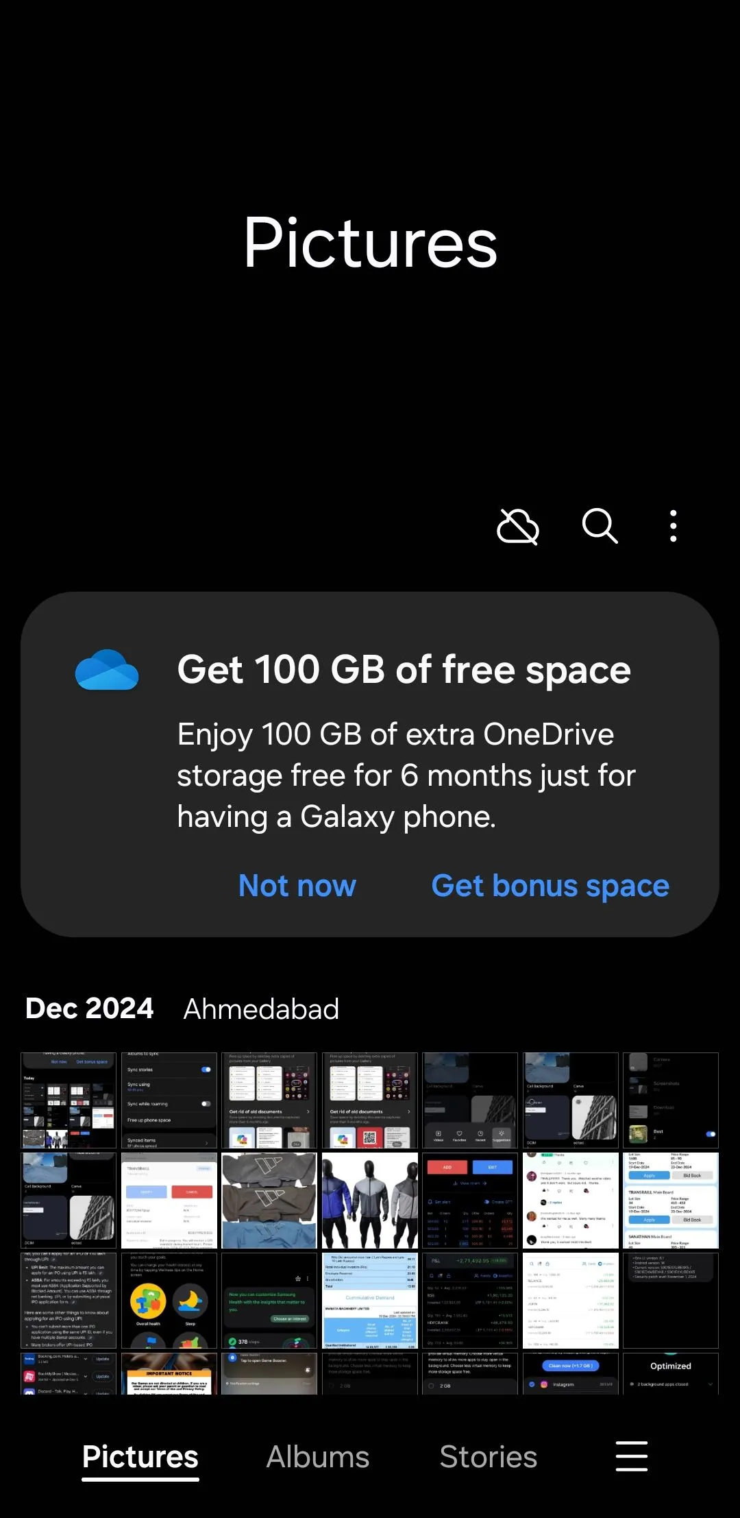Màn hình Samsung Gallery hiển thị tích hợp và ưu đãi lưu trữ OneDrive