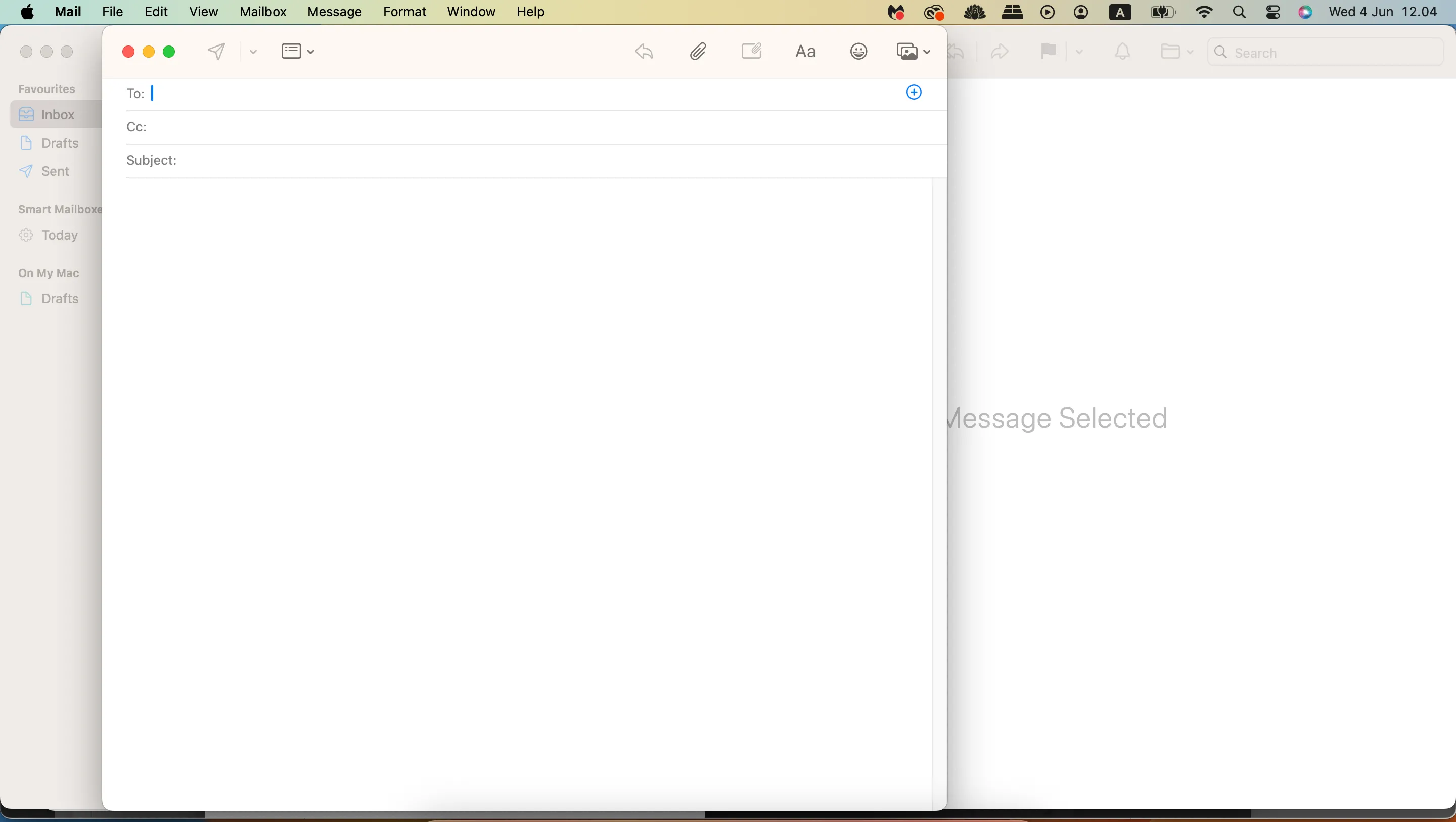 Màn hình soạn thư trong ứng dụng Apple Mail