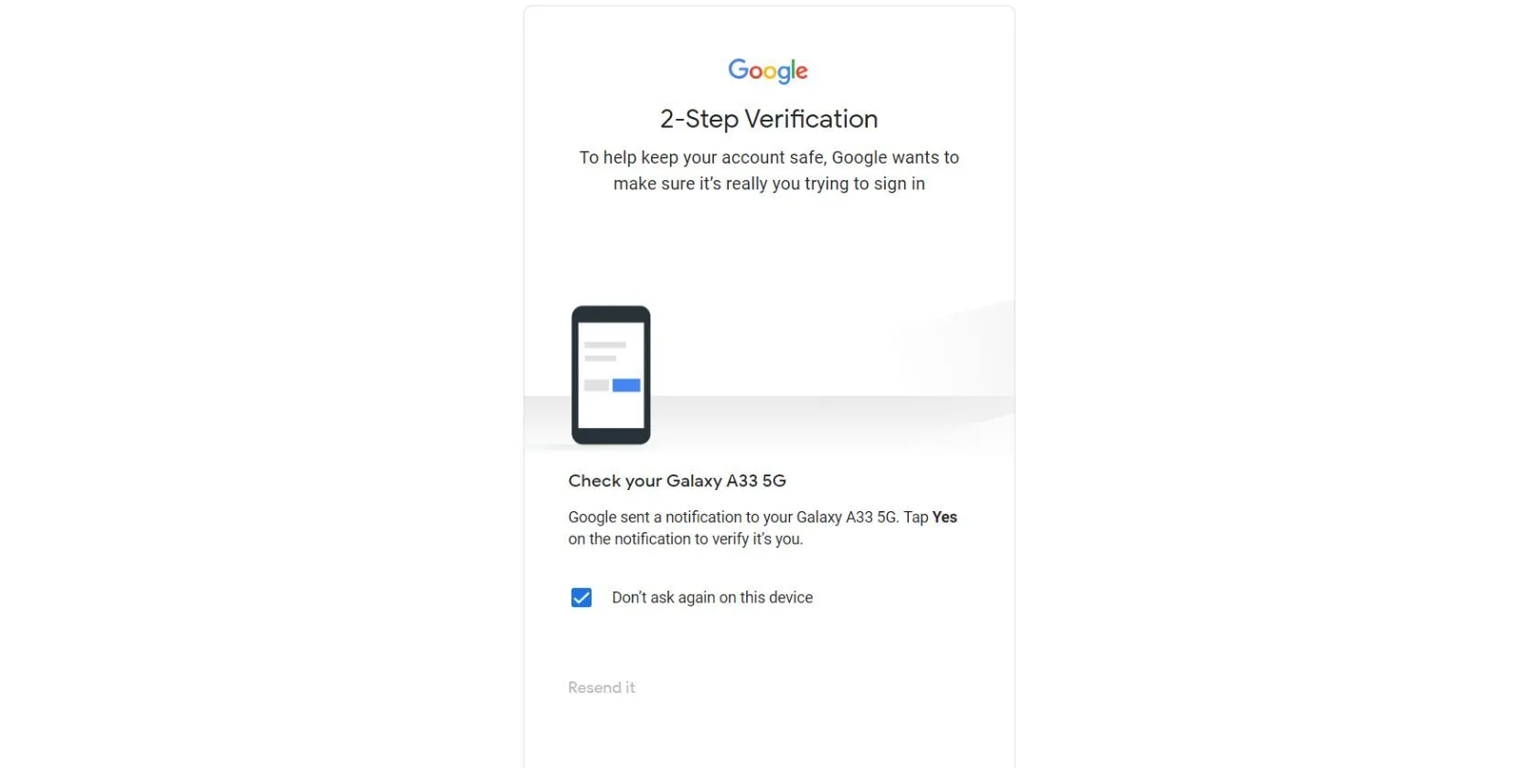 Màn hình yêu cầu xác minh đăng nhập Gmail qua xác thực hai yếu tố, hiển thị thông báo trên điện thoại.