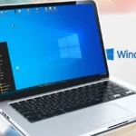 Máy tính xách tay chạy Windows 10 với phương tiện cài đặt USB và đĩa CD, minh họa khả năng hỗ trợ bên thứ ba.