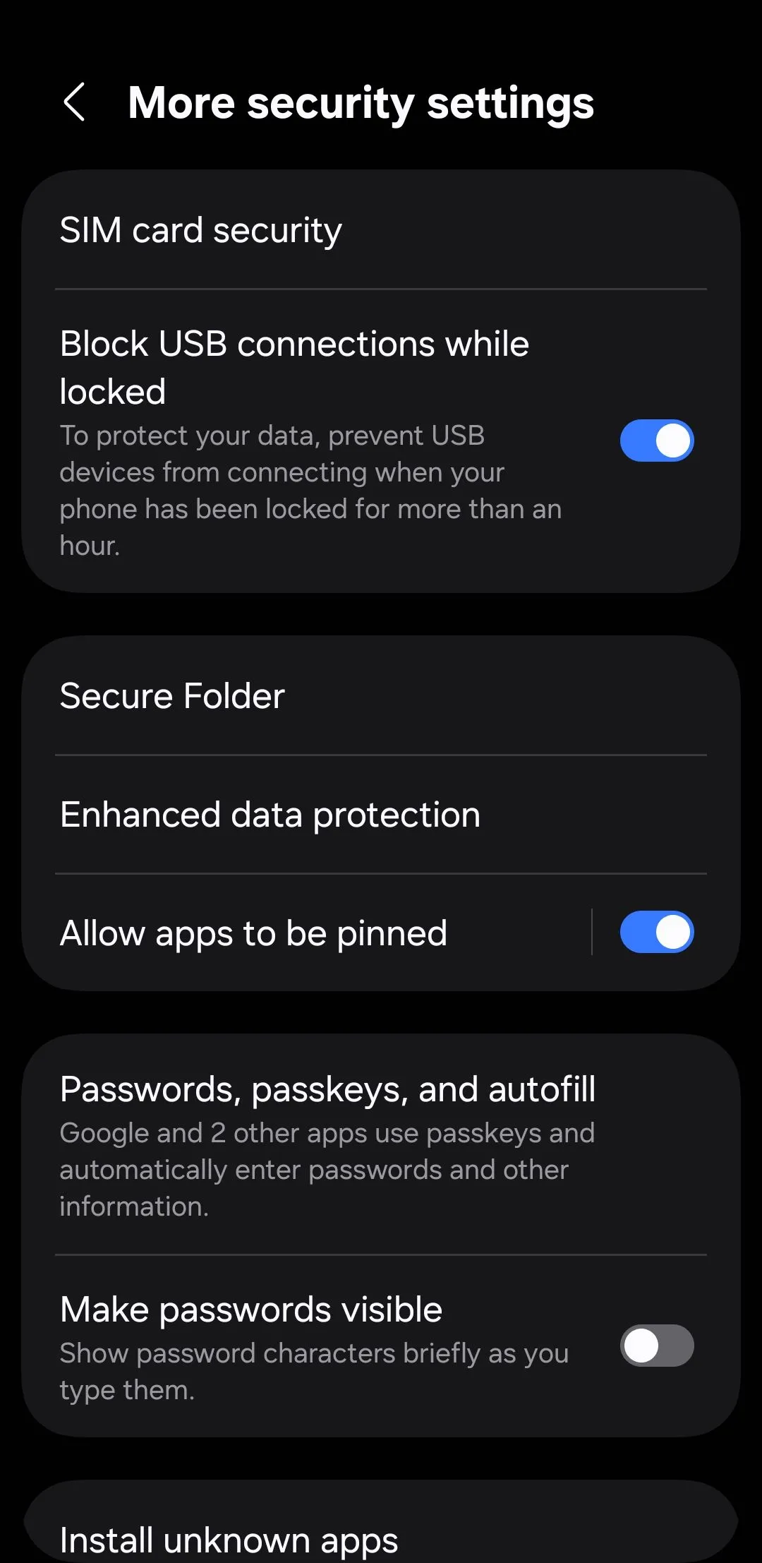 Menu cài đặt Bảo mật và quyền riêng tư (Security and privacy) trên Android