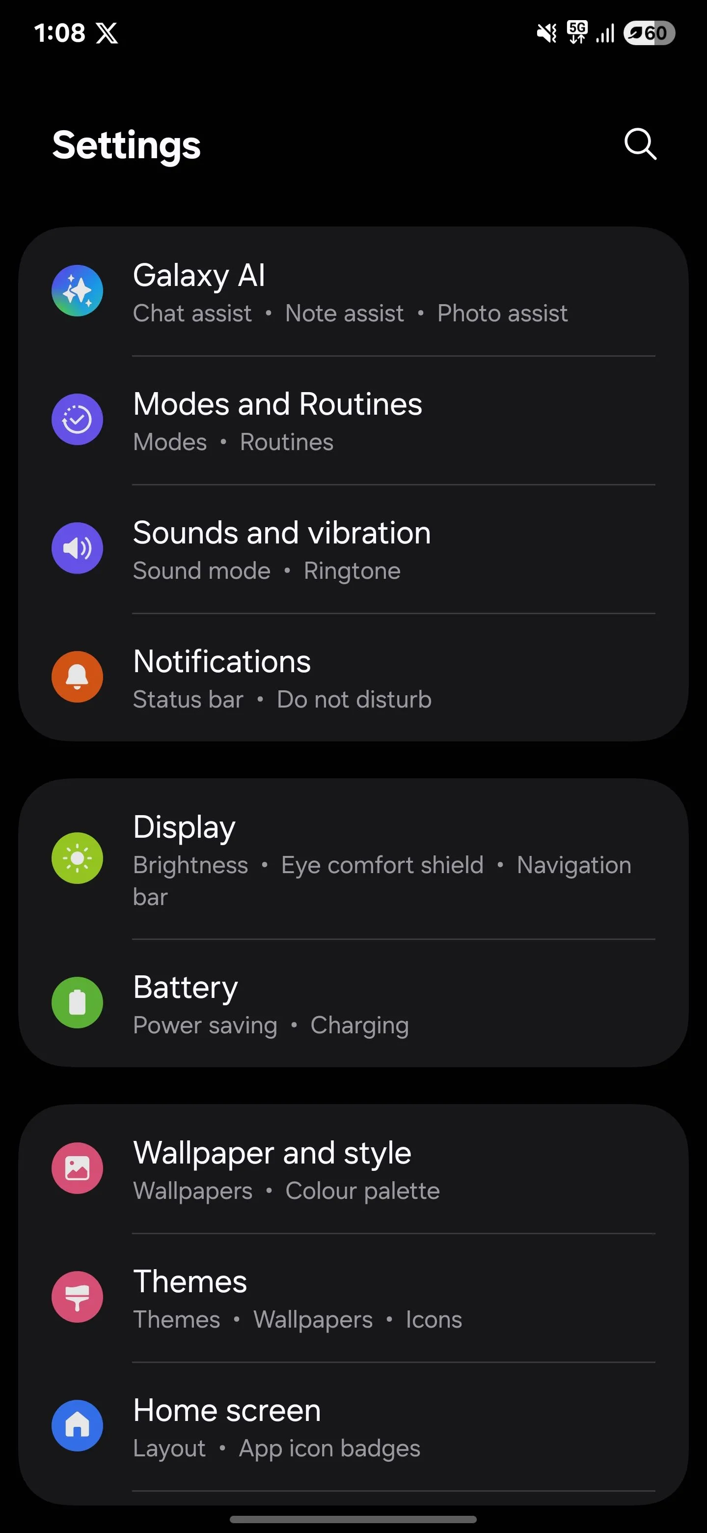Menu cài đặt pin trên Samsung Galaxy S25 Ultra với các tùy chọn bảo vệ pin
