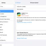 Menu Cập nhật phần mềm iPadOS hiển thị phiên bản iPadOS 17 mới sẵn sàng để cài đặt