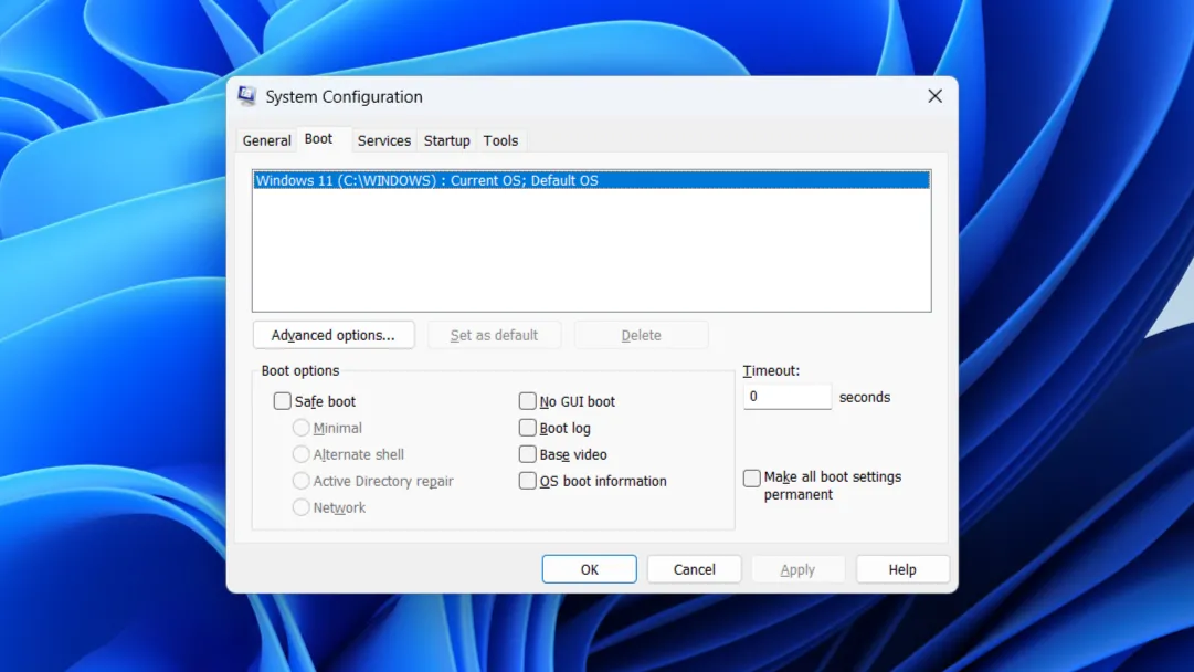 Menu Cấu hình Hệ thống trên Windows