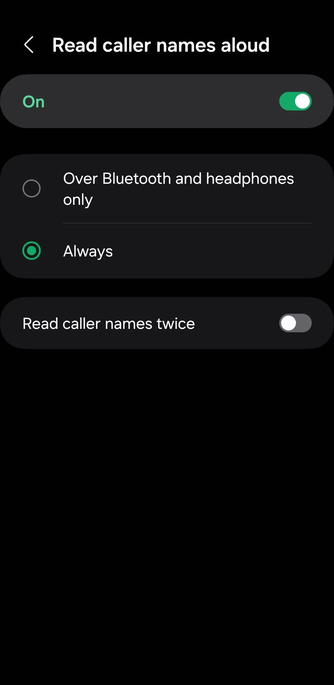 Menu đọc tên người gọi đến trên điện thoại Android