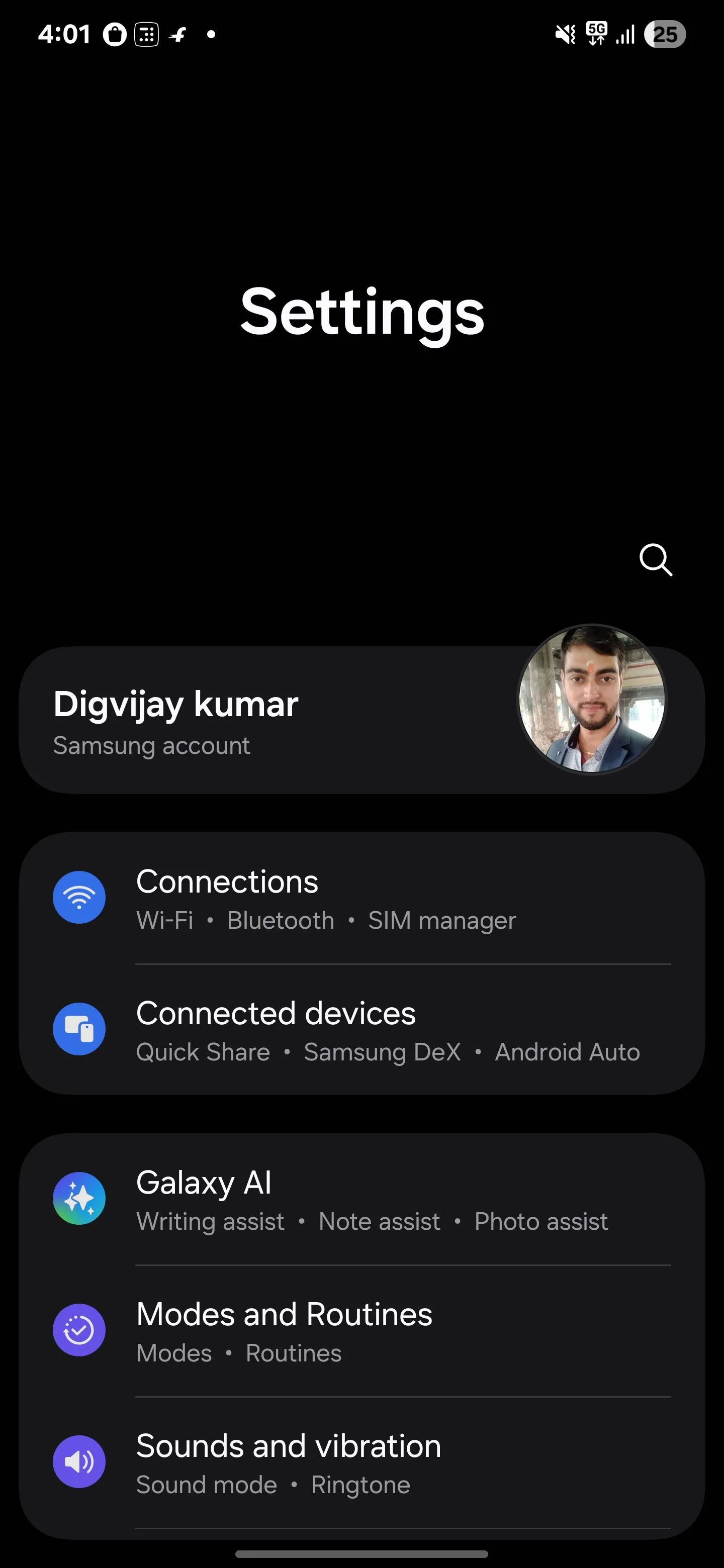 Menu Kết nối trong cài đặt Samsung để truy cập cài đặt nâng cao