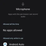 Menu quản lý quyền truy cập micro của ứng dụng trên điện thoại Android, minh họa cách kiểm soát dữ liệu cá nhân