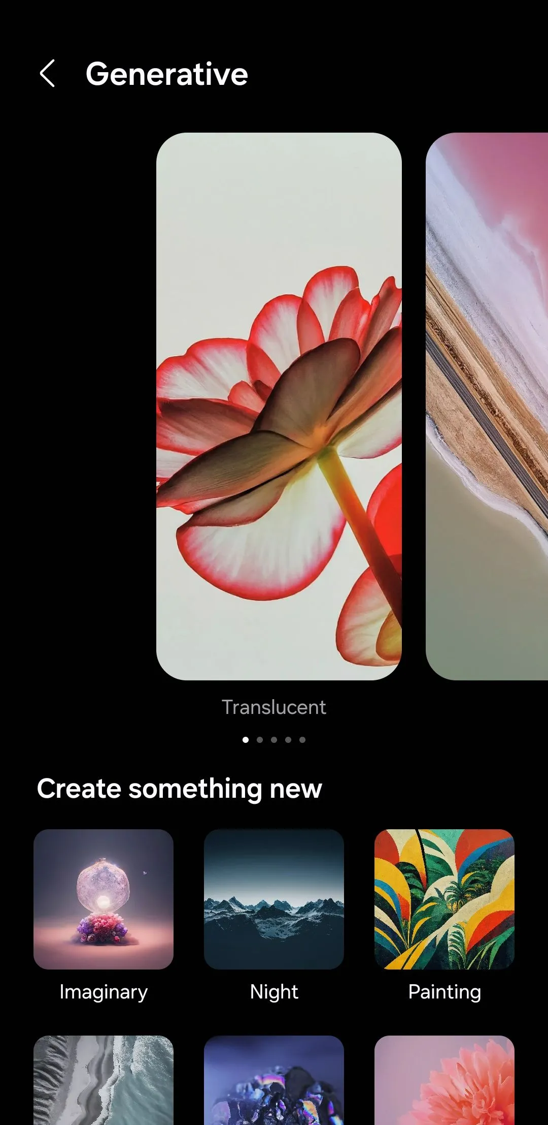 Menu tạo hình nền tùy chỉnh Generative Wallpapers trên điện thoại Samsung Galaxy AI