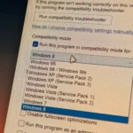 Menu thả xuống chọn phiên bản Windows tương thích trong Chế độ tương thích trên Windows 11