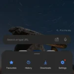Menu tùy chọn của trình duyệt Microsoft Edge trên Android, hiển thị mục Tiện ích mở rộng.