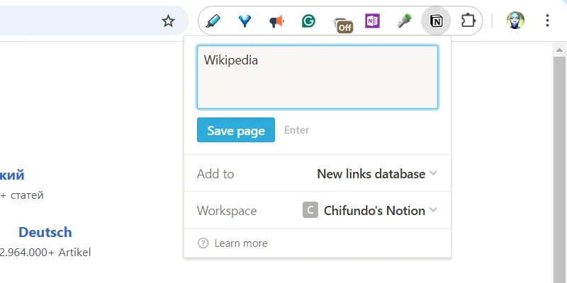 Minh họa cách lưu trang web bằng Notion Web Clipper, cho thấy giao diện và tùy chọn lưu nội dung vào Notion.