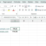 Minh họa hàm REGEXTEST trong Excel kiểm tra định dạng địa chỉ email hợp lệ