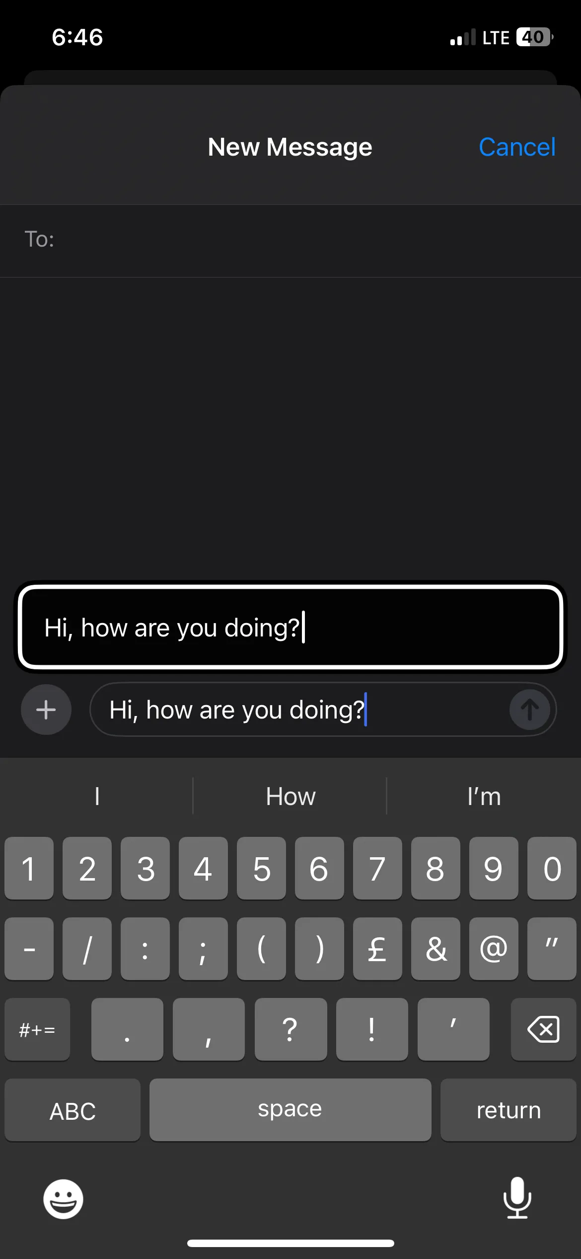Minh họa tính năng Gõ nổi (Hover Typing) hiển thị bản xem trước văn bản khi gõ trên bàn phím iPhone
