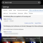 Mở cài đặt Gmail để cấu hình bộ lọc thông báo email.