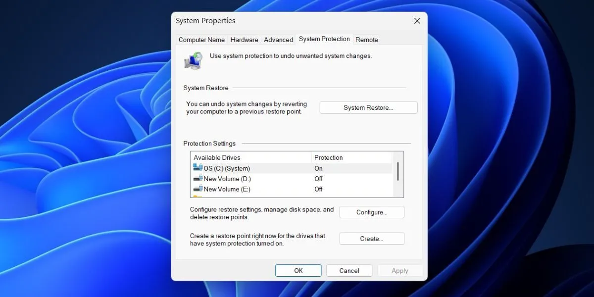 Mở công cụ Khôi phục Hệ thống (System Restore) qua cửa sổ Thuộc tính Hệ thống Nâng cao