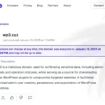 Mô tả miền độc hại WP3.XYZ do c/side phát hiện nhắm vào các trang WordPress