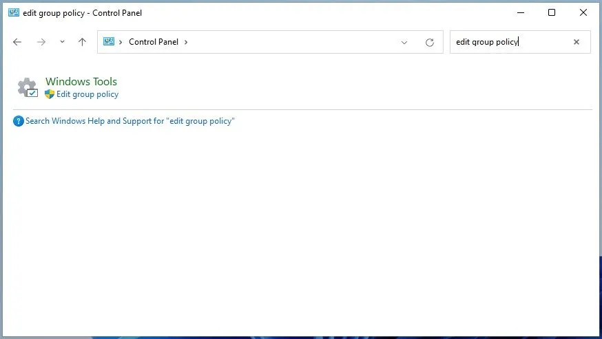 Mở trình chỉnh sửa Group Policy thông qua Control Panel trên Windows