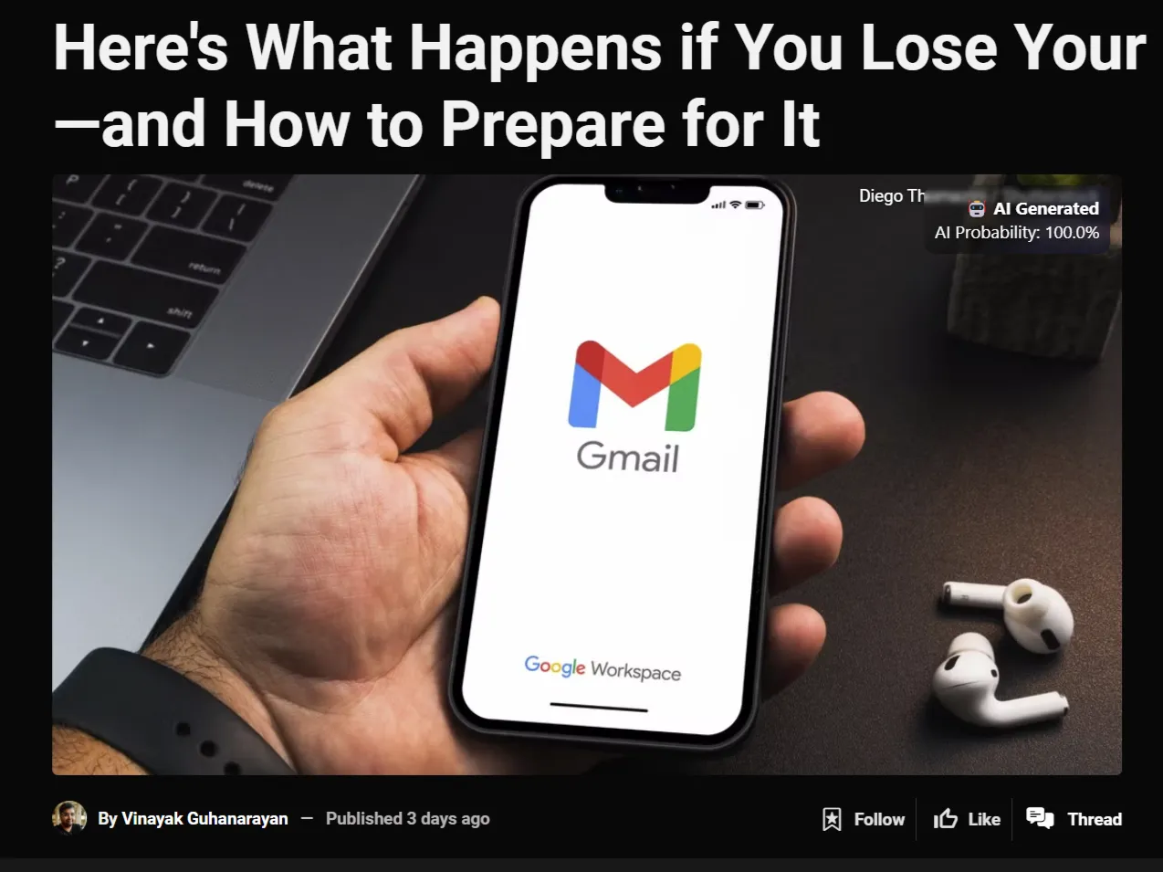 Một bức ảnh chụp thật bị tiện ích mở rộng BitMind Chrome gắn cờ nhầm là được tạo bởi AI.