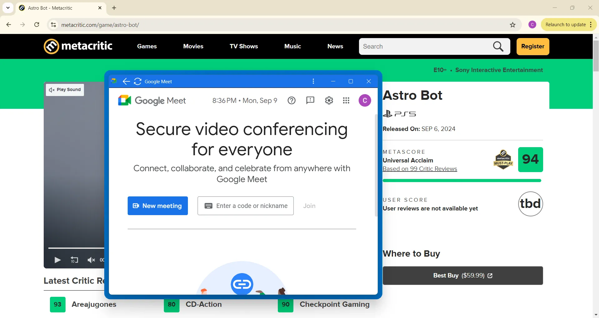 Một cửa sổ được ghim trên cùng một cửa sổ khác bằng PowerToys trên Windows 11