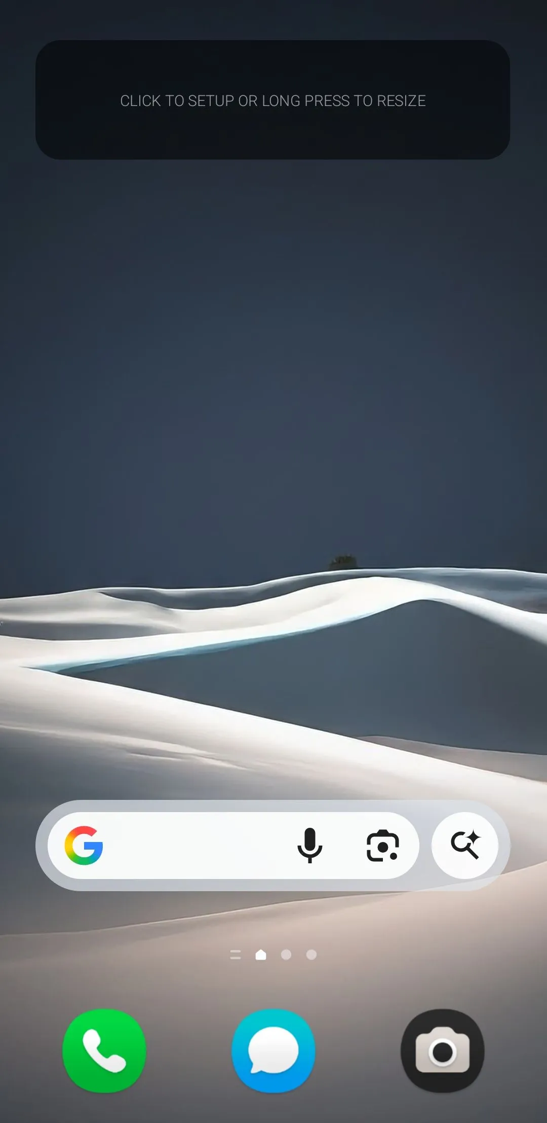 Một widget trống KWGT mới được thêm vào màn hình chính điện thoại Samsung Galaxy