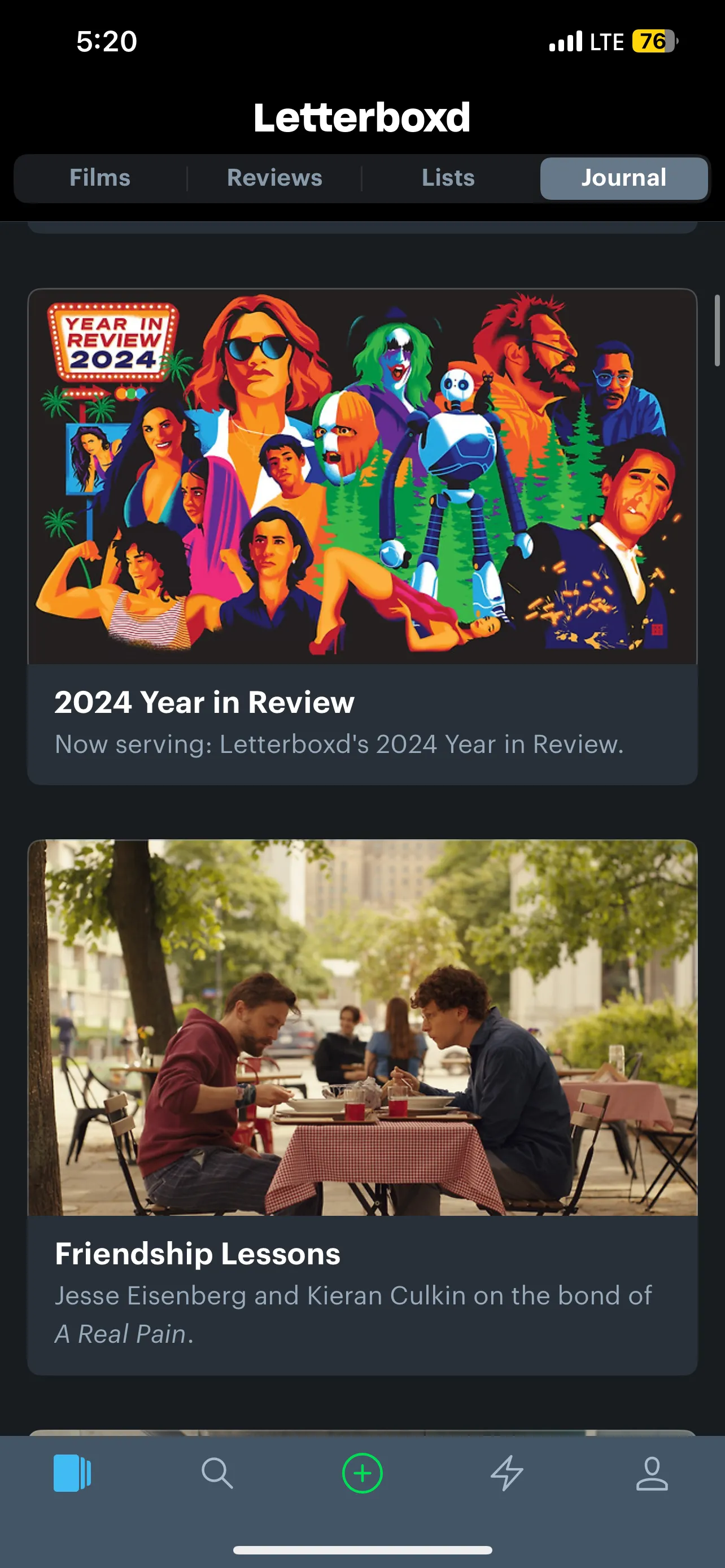 Mục Tạp chí Journal của Letterboxd với bài viết tổng kết năm 2024 và các bài phân tích phim