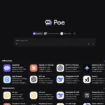 Nền tảng Poe trên giao diện máy tính, hiển thị nhiều chatbot AI có thể chọn để trò chuyện.