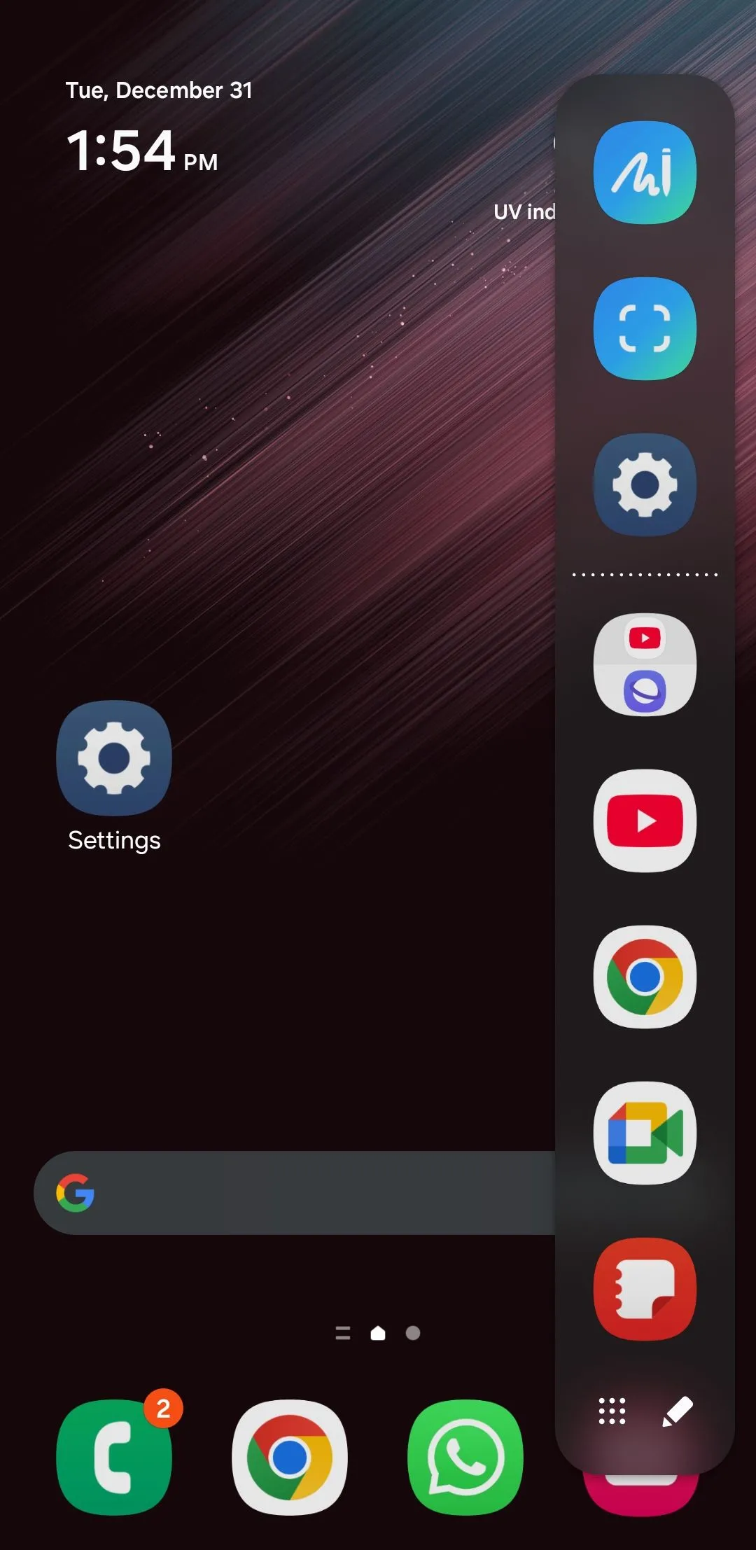 Phím tắt ứng dụng Samsung Notes trên bảng điều khiển Edge Panel giúp tạo ghi chú nhanh chóng