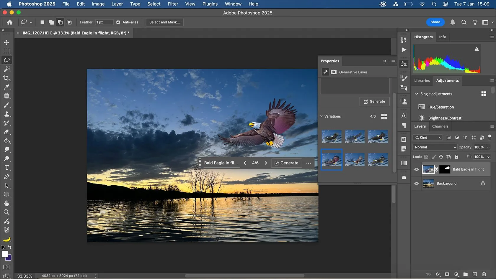 Photoshop Generative AI tạo hình ảnh đại bàng hói