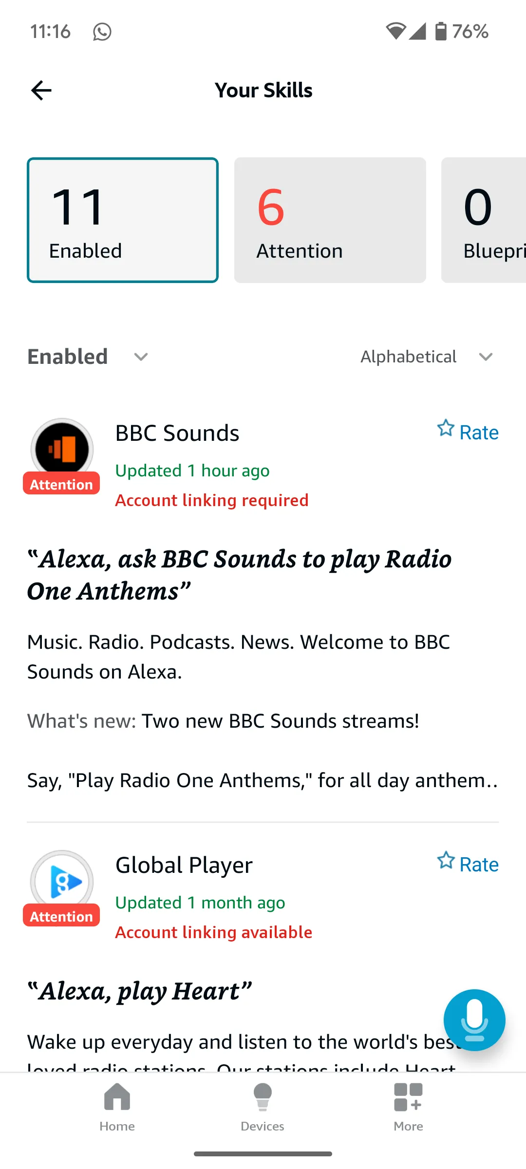Quản lý các kỹ năng của bạn trên ứng dụng Alexa