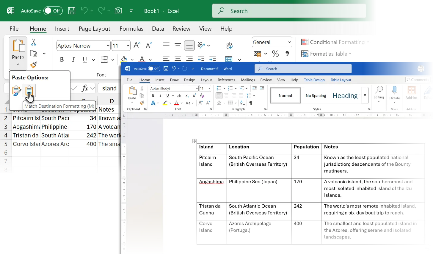 Quy trình dán bảng từ ChatGPT vào Microsoft Word thông qua Excel để giữ định dạng