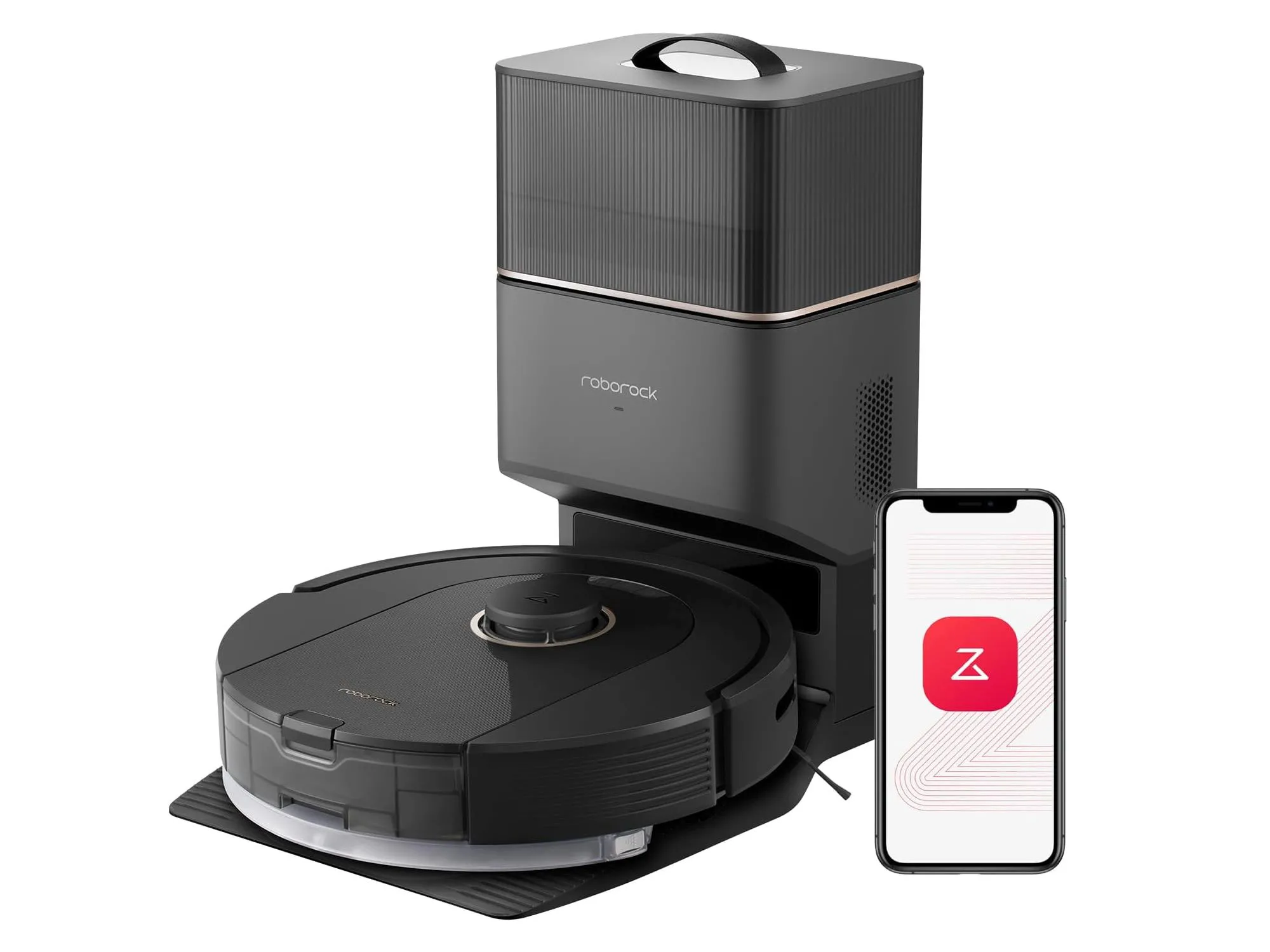 Robot hút bụi lau nhà Roborock Q5 Pro+ và trạm sạc tự động, thể hiện khả năng làm sạch toàn diện và tiện lợi.