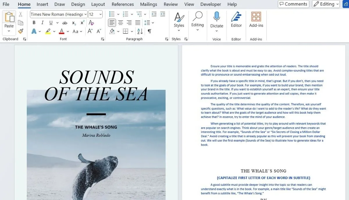 Sách điện tử (eBook) "Sounds of the Sea" được định dạng trong tài liệu Word