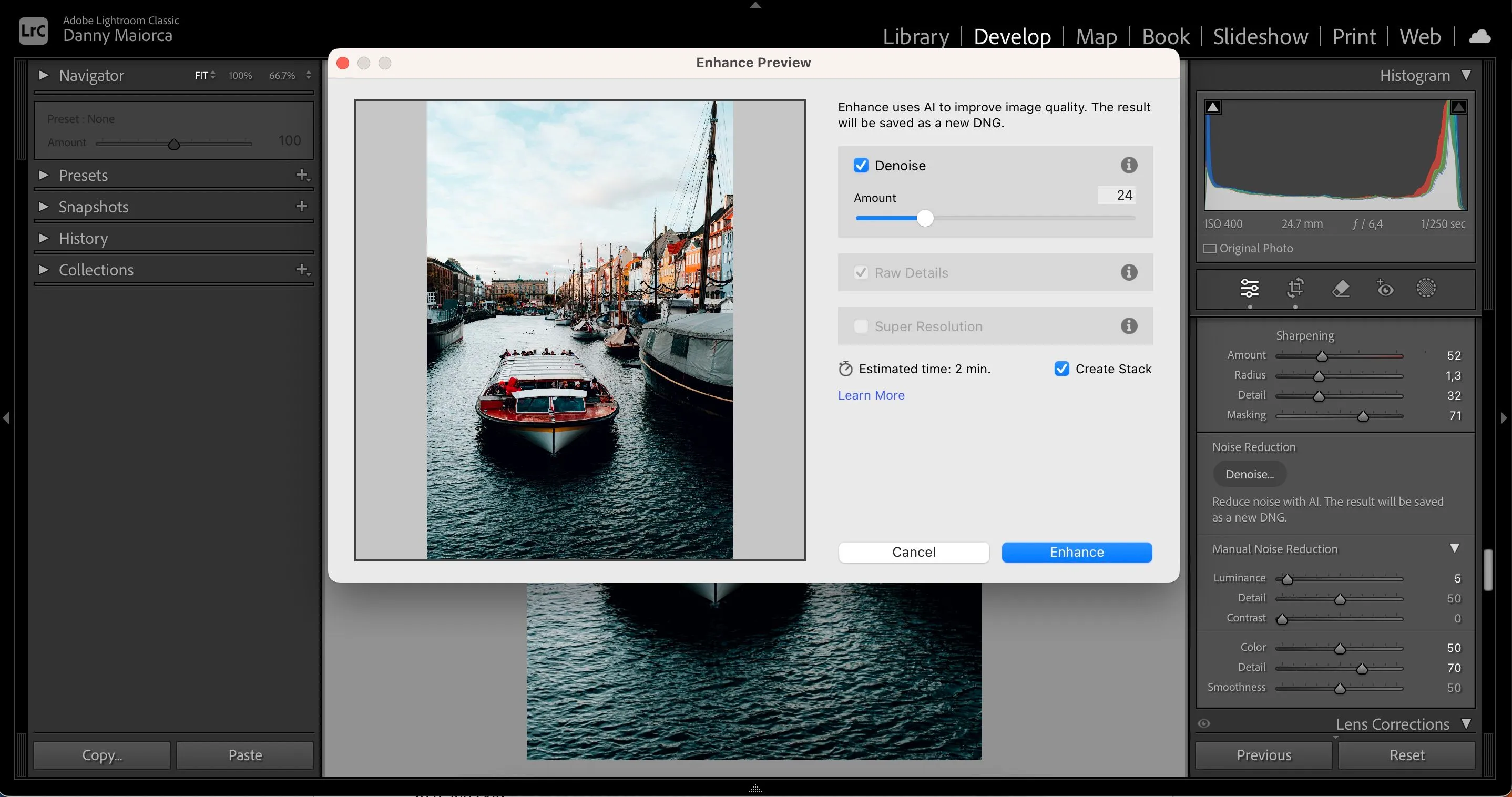 Sử dụng công cụ Khử Nhiễu AI trong Adobe Lightroom để làm sạch ảnh