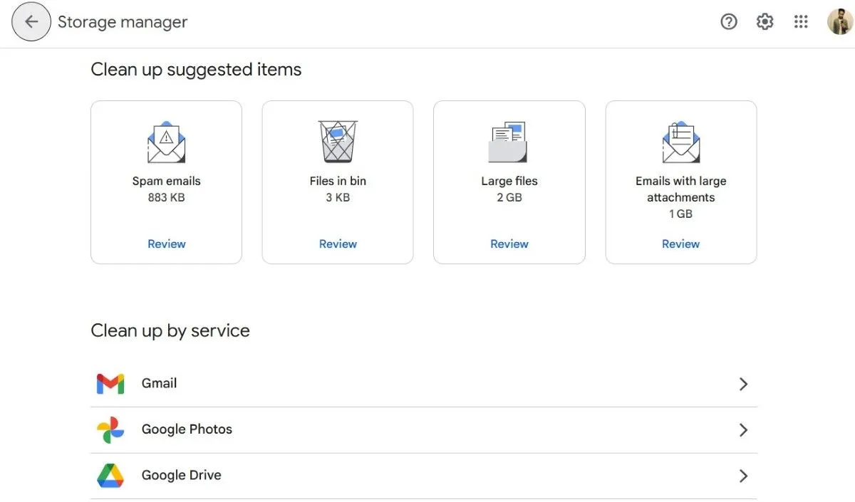 Sử dụng tính năng gợi ý dọn dẹp của Google Drive Storage Manager để quản lý không gian hiệu quả