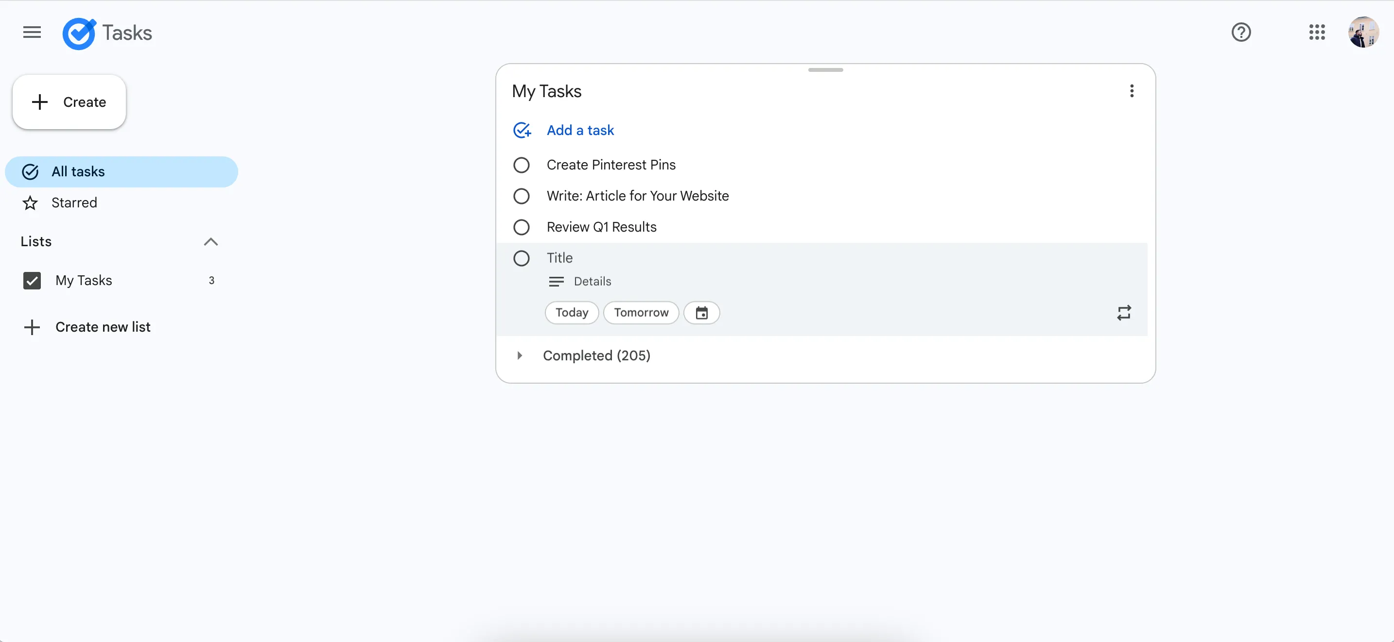 Sử dụng ứng dụng web Google Tasks để lên kế hoạch trong ngày hiệu quả