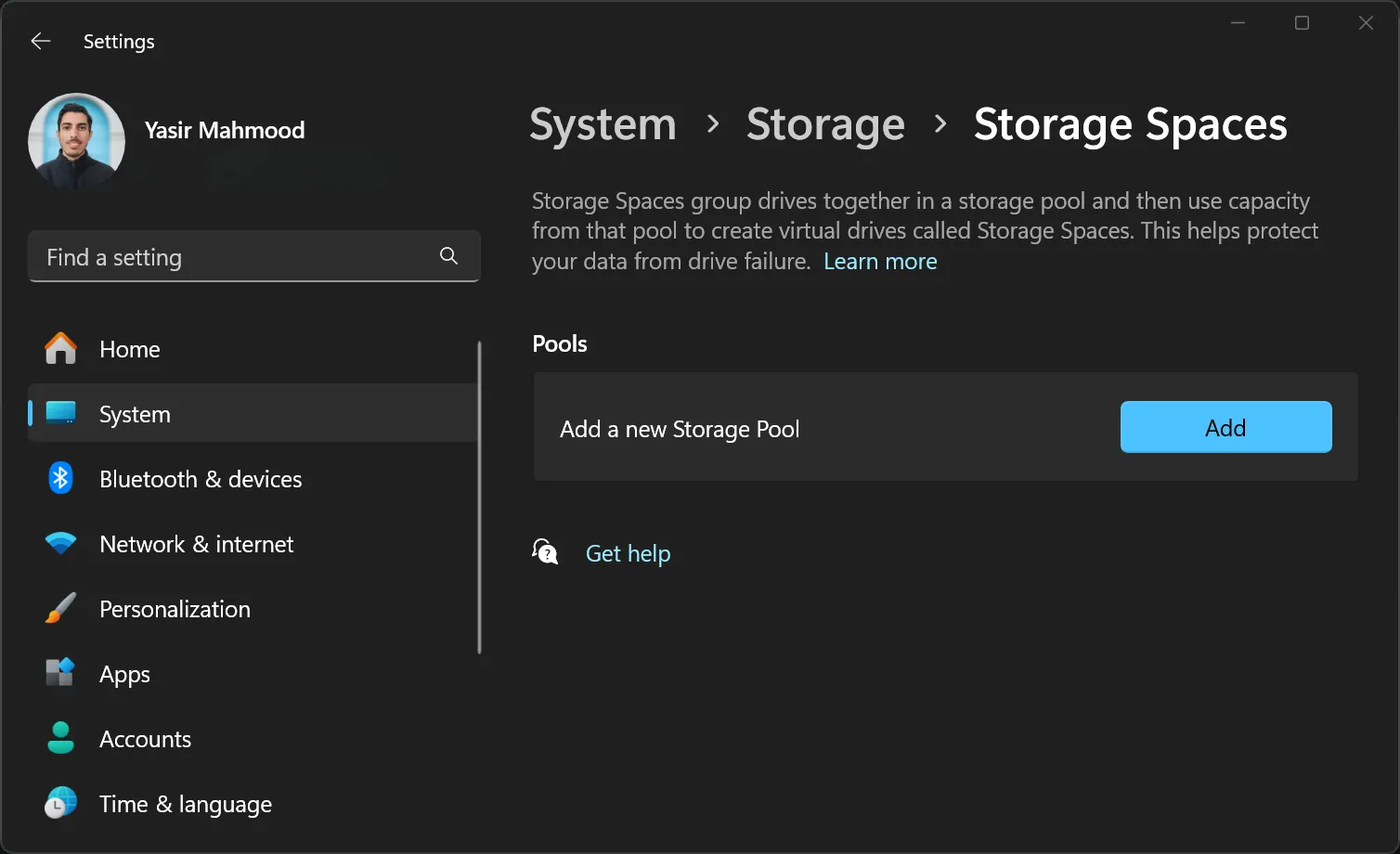 Tạo không gian lưu trữ mới trong tính năng Storage Spaces của Windows