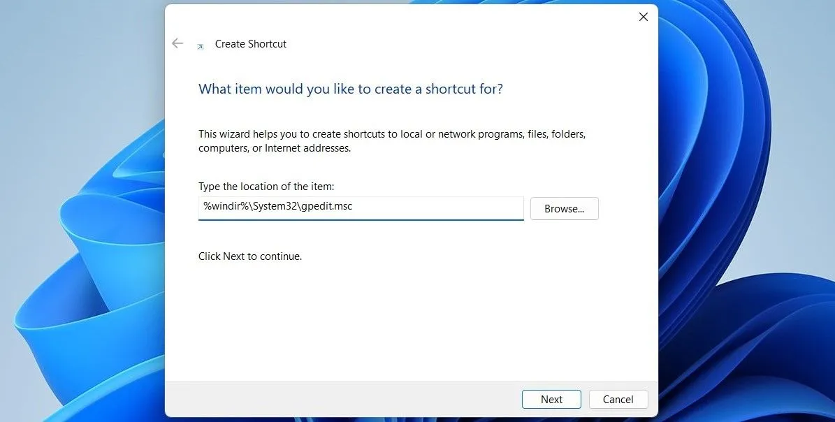 Tạo lối tắt trên màn hình desktop để truy cập nhanh Local Group Policy Editor